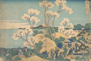 Fuji vanaf Gotenyama bij Shinagawa op de Tokaido Tokaido Shinagawa Gotenyama no Fuji, ca. 1830-32 door Katsushika Hokusai