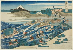 Fuji vanuit Kanaya aan de Tokaido (Tokaido Kanaya no Fuji), uit de serie Zesendertig gezichten op de berg Fuji (Fugaku sanjurokkei) door Katsushika Hokusai
