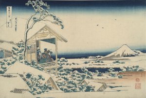 Fuji vanuit Koishikawa op een sneeuwachtige ochtend door Katsushika Hokusai