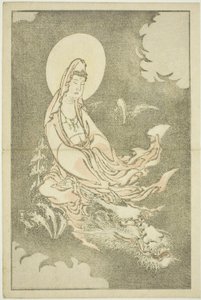 Godin die op een draak rijdt, uit Het Prentenboek van Realistische Schilderijen van Hokusai (Hokusai shashin gafu), c.1814