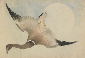Gans vliegend voor de maan door Katsushika Hokusai