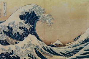 Grote golf voor de kust bij Kanagawa