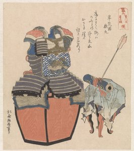 Harnas van de Tachibana familie met rolschildering door Katsushika Hokusai