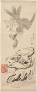 Havik en vis door Katsushika Hokusai