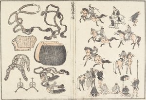 Paardrijders en Harnas, 1817 door Katsushika Hokusai