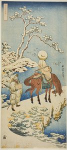 Ruiter in de sneeuw, uit de serie "Een ware spiegel van Japanse en Chinese gedichten (Shiika shashin kyo)" door Katsushika Hokusai