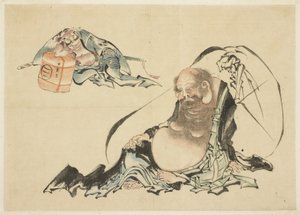 Hotei en Asahina Saburo Liggend (twee schetsen)