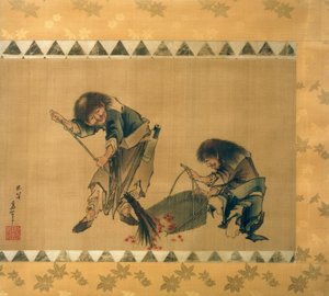 Kanzan en Jittoku door Katsushika Hokusai