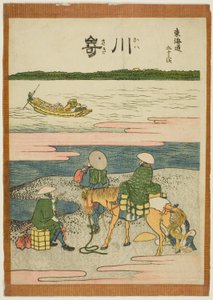 Kawasaki, uit de serie "Drieënvijftig Stations van de Tokaido (Tokaido gojusan tsugi)" door Katsushika Hokusai