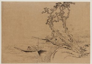 Landschap: figuren vissen vanuit boten, laat 18e-begin 19e eeuw