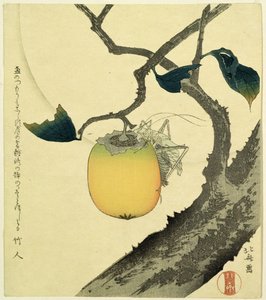 Maan, Kaki en Sprinkhaan, 1807 door Katsushika Hokusai