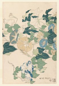 Ochtendglorieën in bloemen en knoppen, ca. 1830 door Katsushika Hokusai