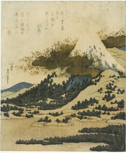 Mount Fuji vanaf het Ashi-meer in Hakone door Katsushika Hokusai