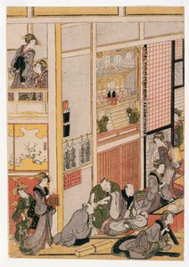 Nieuwjaarsdagen van het Theehuis Ogi-ya, c.1810 door Katsushika Hokusai