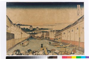 Nihonbashi brug in Edo door Katsushika Hokusai