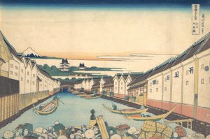 Nihonbashi in Edo, uit de serie Zesendertig gezichten op de berg Fuji