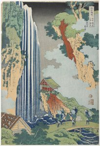 Ono-waterval op de Kiso-weg, ca. 1833