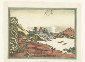 Opklaring na een storm te Awazu door Katsushika Hokusai
