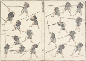 Oefening met langzwaard, 1817 door Katsushika Hokusai