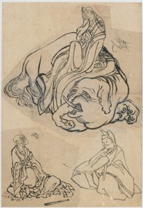 Voorbereidende schets voor De Courtisane Eguchi als de Bodhisattva Fugen, Edo-periode, ca. 1806-1811