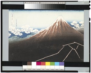 Regenstorm onder de top door Katsushika Hokusai