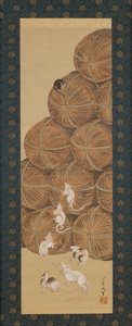 Ratten en Rijstbalen, Edo-periode, 1843 door Katsushika Hokusai