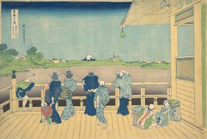Sazai Hall in de Tempel van de Vijfhonderd Arhats Gohyaku Rakanji Sazaido, ca. 1830-32 door Katsushika Hokusai