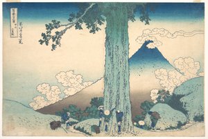 Serie van 36 uitzichten op de berg Fuji: de doorgang Mishima in de provincie Kai, Japan door Katsushika Hokusai