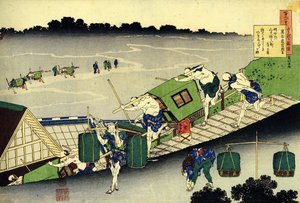Serie van honderd gedichten van honderd dichters: Fujiwara no Michinobu Ason, draagstoelen, Japan