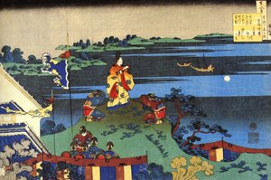 Serie van honderd gedichten van honderd dichters: Abe no Nakamaro, Japan door Katsushika Hokusai