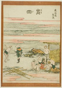 Shimada, uit de serie "Drieënvijftig Stations van de Tokaido (Tokaido gojusan tsugi)" door Katsushika Hokusai