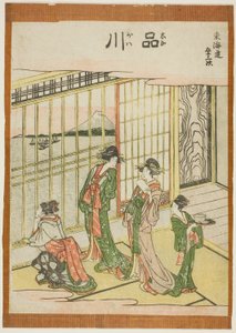 Shinagawa, uit de serie "Drieënvijftig Stations van de Tokaido (Tokaido gojusan tsugi)" door Katsushika Hokusai