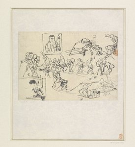 Shishi-schetsen door Katsushika Hokusai