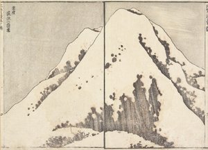 Sneeuw op de top van de Tsukuba-berg in de provincie Hitachi, 1817 door Katsushika Hokusai