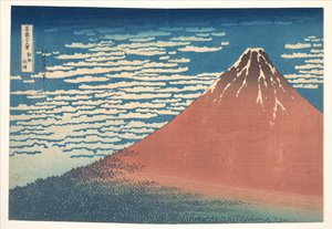 Zuidenwind, heldere hemel (Gaifū kaisei), ook bekend als Rode Fuji, uit de serie Zesendertig gezichten op de berg Fuji (Fugaku sanjūrokkei) door Katsushika Hokusai