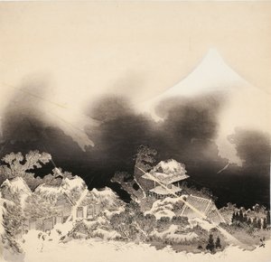 Storm in de bergen door Katsushika Hokusai