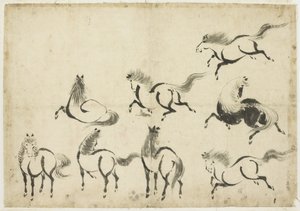 Studies van Paarden, ca. 1815-1849 door Katsushika Hokusai