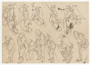 Studies van kreupele pelgrims, Edo-periode, 19e eeuw door Katsushika Hokusai