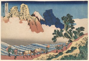 De achterkant van de berg Fuji gezien vanaf de Minobu-rivier, uit de serie Zesendertig gezichten op de berg Fuji