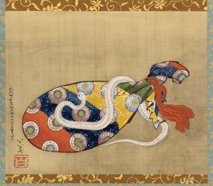 De Luit en Witte Slang van Benten, Edo Periode door Katsushika Hokusai