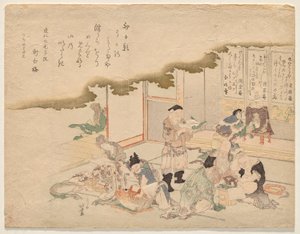 De zeven goden van geluk (shichifuku-jin) vieren het nieuwe jaar door Katsushika Hokusai