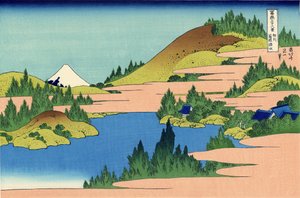 Het meer van Hakone in de Segami provincie door Katsushika Hokusai