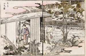 Het restaurant Ebiya in Oji. Uit de serie Pleasures in the Eastern Capital, 1802 door Katsushika Hokusai