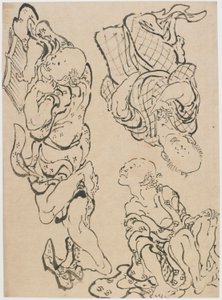 Drie figuren, laat 18e-begin 19e eeuw door Katsushika Hokusai
