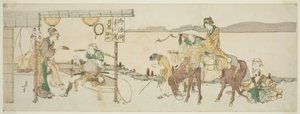 Theehuis voor reizigers door Katsushika Hokusai