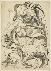 Twee Chinese Helden door Katsushika Hokusai