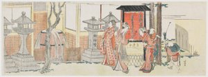 Bezoekers van het Inari-heiligdom in Ōji door Katsushika Hokusai