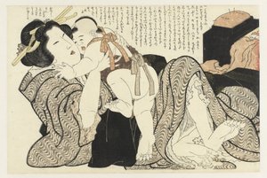 Vrouw met kind door Katsushika Hokusai