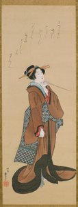 Vrouw met een tabakspijp door Katsushika Hokusai