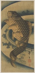 Een Karper in een Waterwerveling door Katsushika II Taito